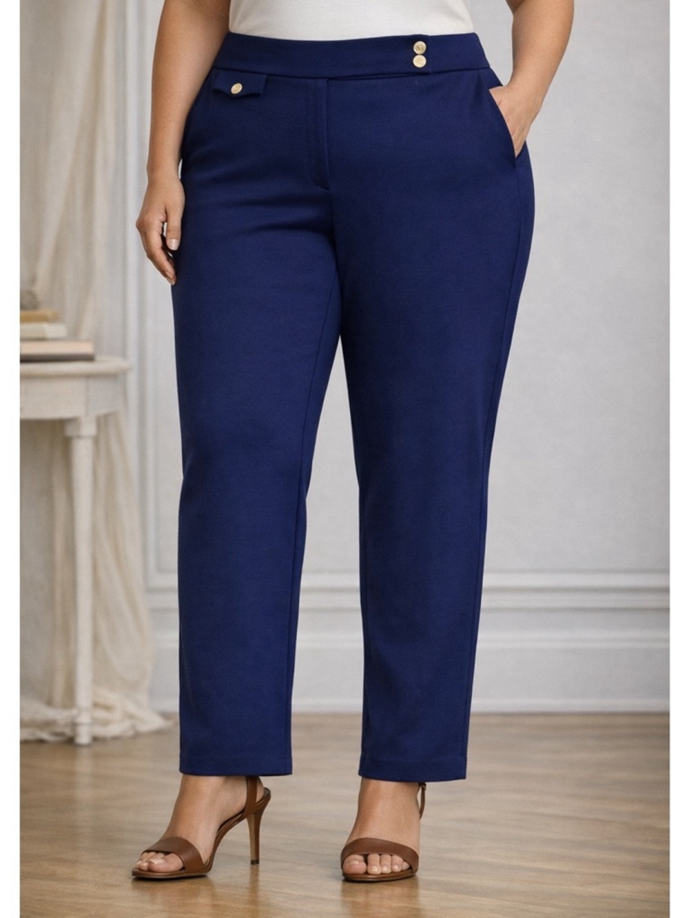 Lauren Ralph Lauren Ponte Ankle Pants in Refined Navy Size XXL